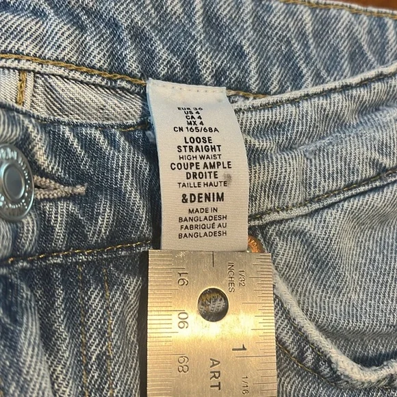 &Denim Loose Straight Distressed Jeans US 4 - Picture 6 of 15